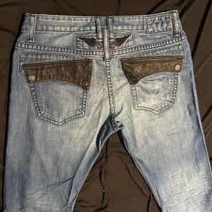 EUC Men’s Robins Jeans Rare Leather Flap Pocket Size 36